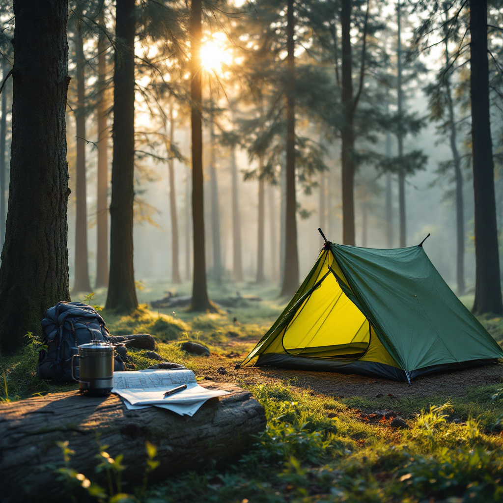 Zelt im Wald zeigt wild campen Deutschland erlaubt Regeln in der Natur