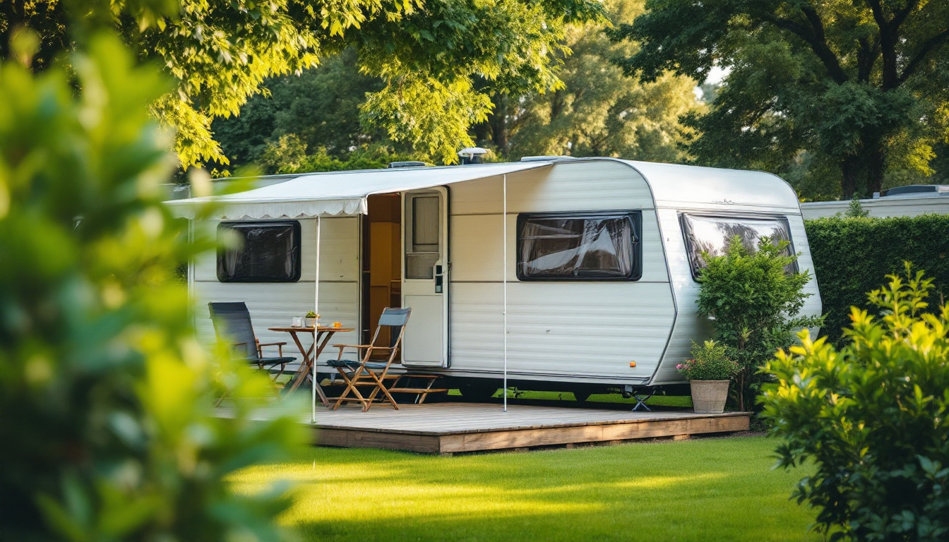 Wohnwagen auf einem Dauerstellplatz – Campingplatz mit Wohnwagen kaufen